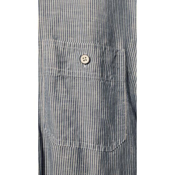 Johnnie-O Hangin Out Blue Stripe Long Sleeve Button Front 100% Cotton Shirt Sz M - Picture 6 of 12